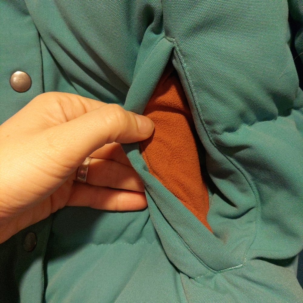 Green and Brown Patagonia Western Puffer Jacket Down Fill - Picture 3 of 13